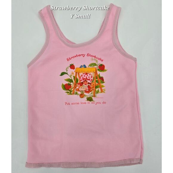 Vintage Strawberry Shortcake Pink Tank Top Y2K Graphic Tee - Picture 1 of 4